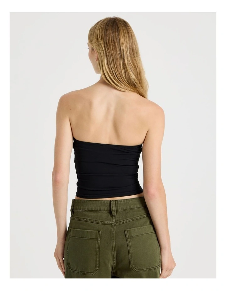 Jersey Strapless Top in Black image 6