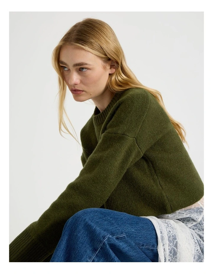 Crew Sweater in Khaki image 2