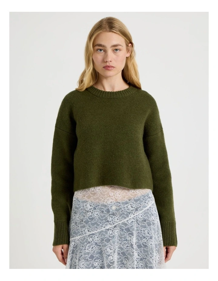 Crew Sweater in Khaki image 3