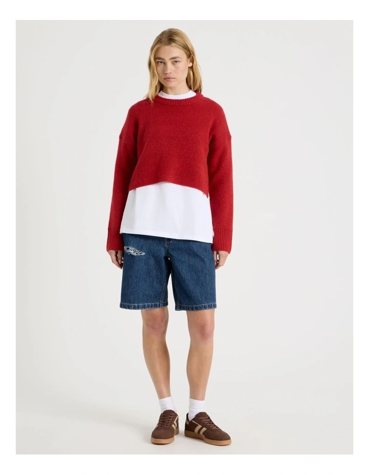 Crew Sweater in Red image 2
