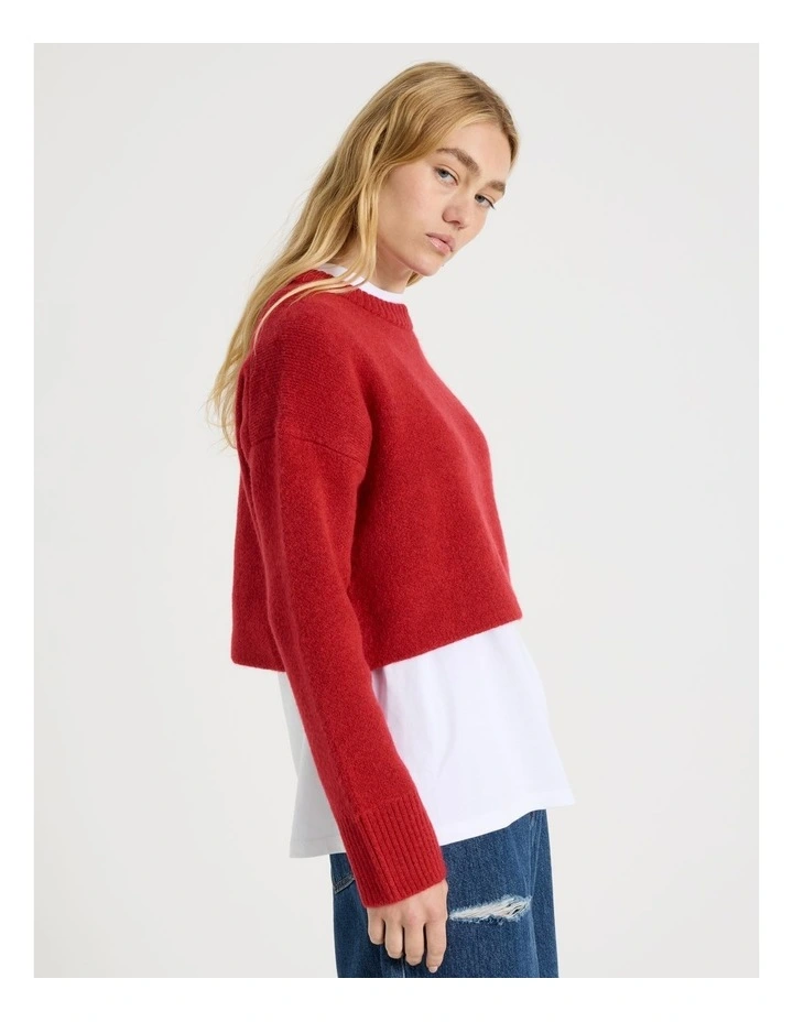Crew Sweater in Red image 3
