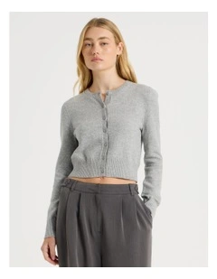 Button Through Cardigan in Grey Marle