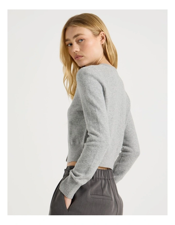 Button Through Cardigan in Grey Marle image 2