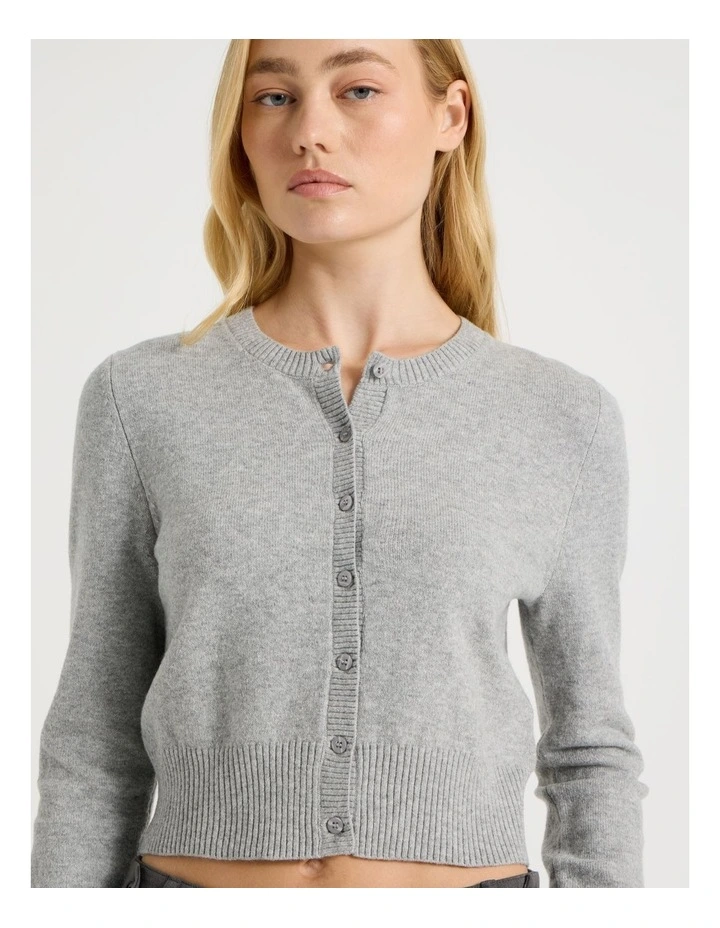Button Through Cardigan in Grey Marle image 3
