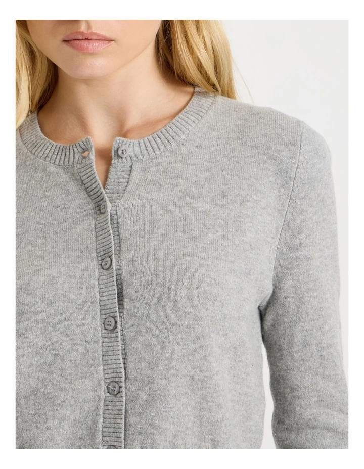 Button Through Cardigan in Grey Marle image 5