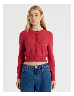 Button Through Cardigan in Red