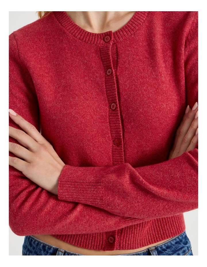 Button Through Cardigan in Red image 4