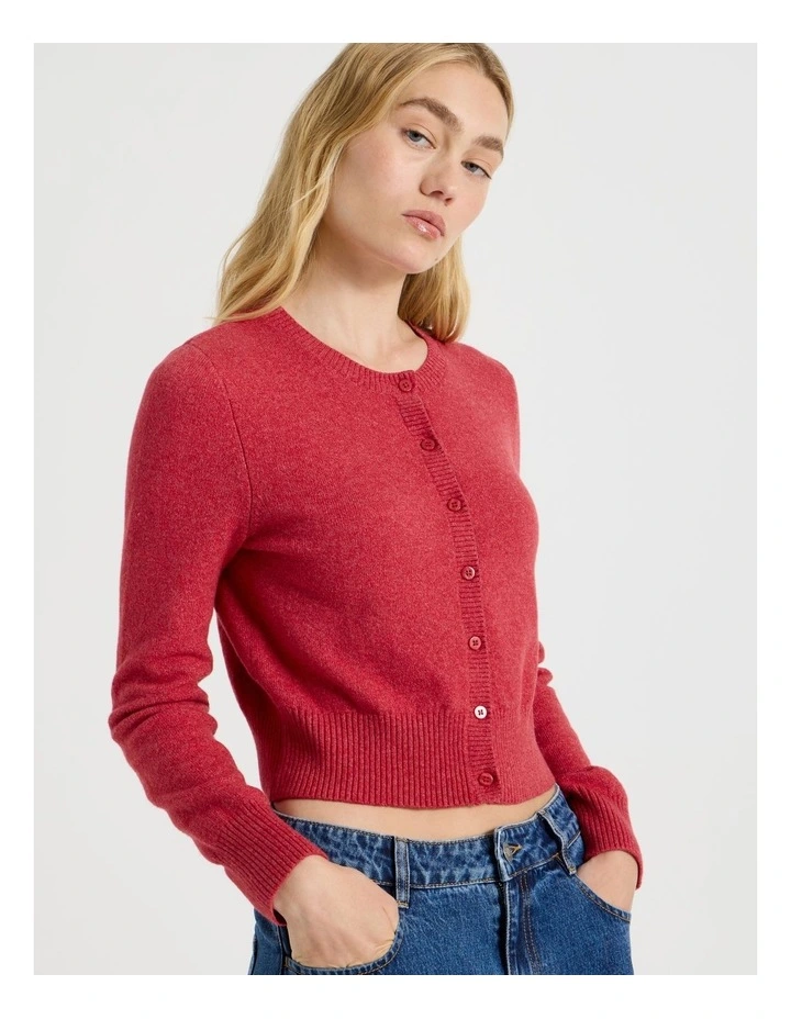 Button Through Cardigan in Red image 5