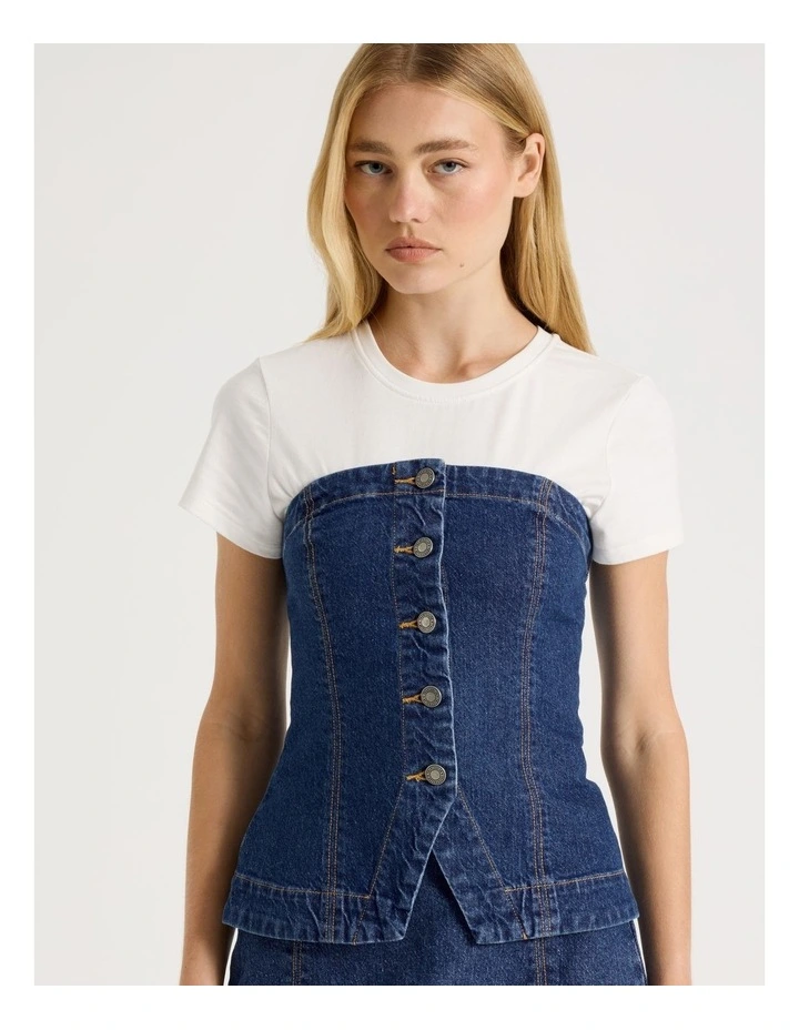 Denim Bustier in Mid Blue image 1