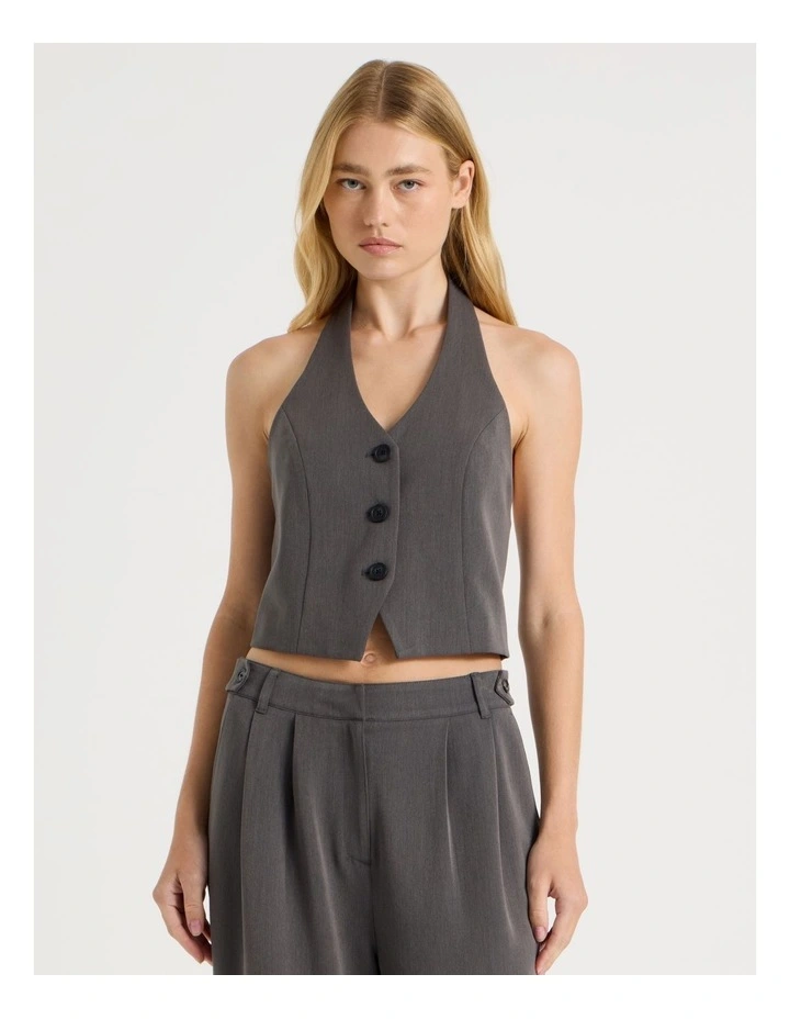 Halter Vest in Charcoal image 1
