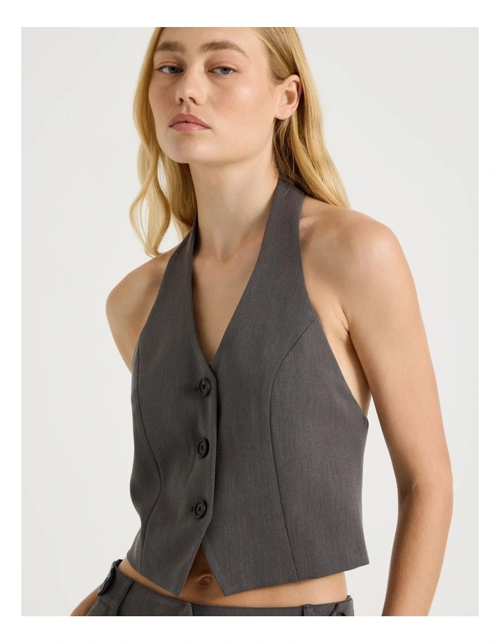 Halter Vest in Charcoal image 2