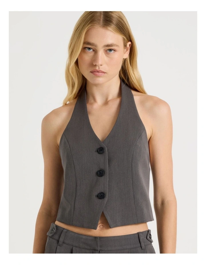 Halter Vest in Charcoal image 4