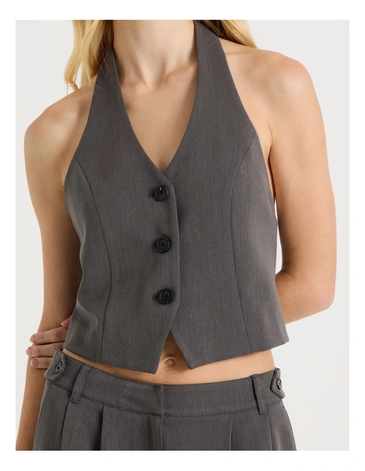 Halter Vest in Charcoal image 5