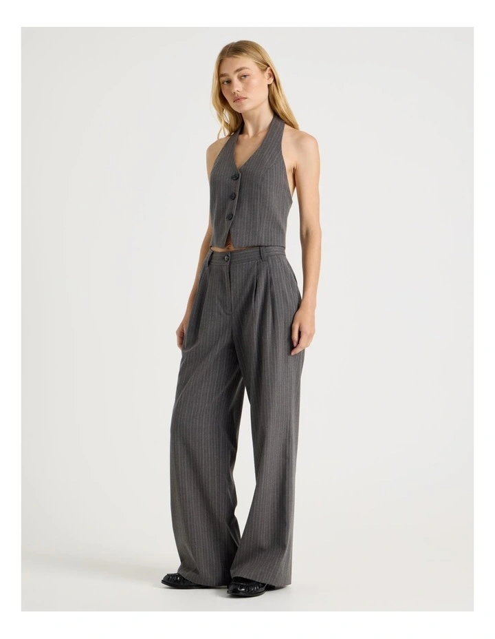 Halter Vest in Pinstripe Charcoal image 2