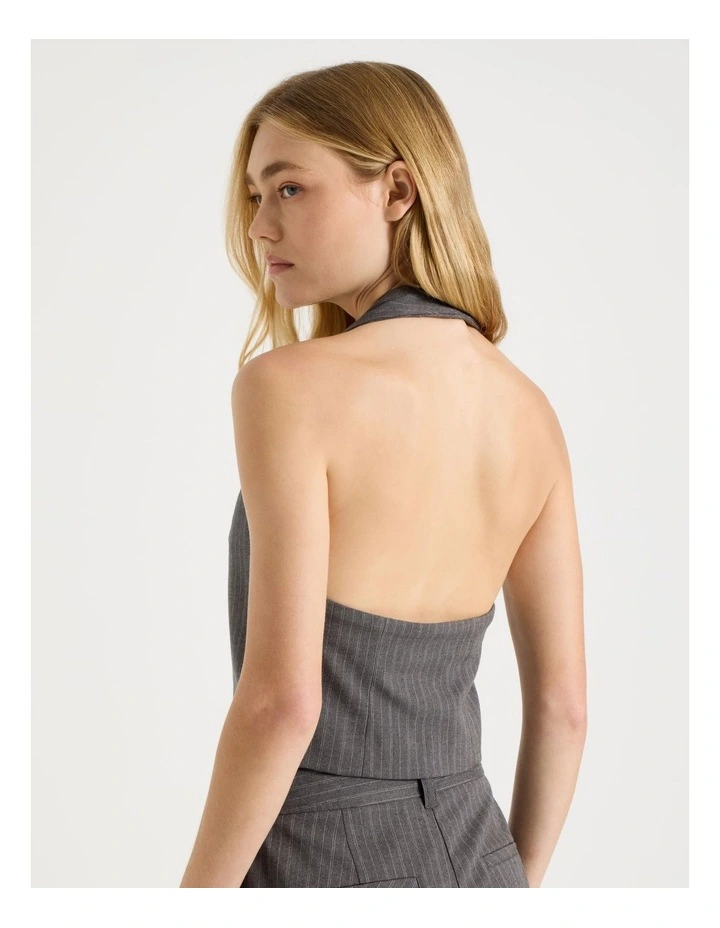 Halter Vest in Pinstripe Charcoal image 4
