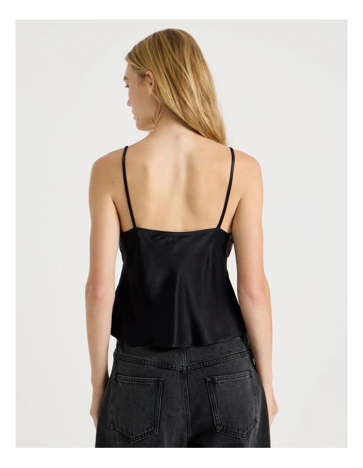 Drawstring Cami in Black image 6