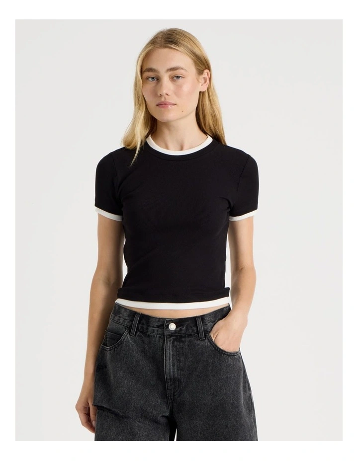 Double Layer Tee in Black image 1