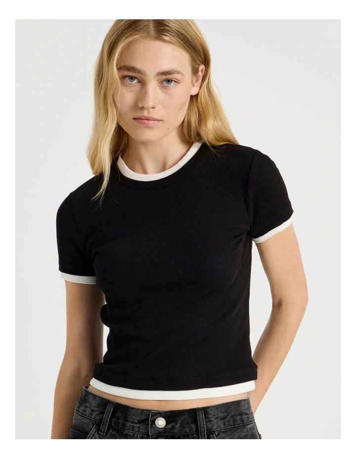 Double Layer Tee in Black image 3