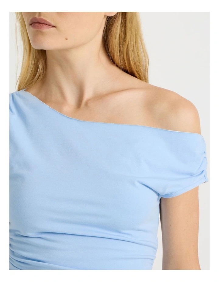 Off Shoulder Top in Chambray Blue image 3