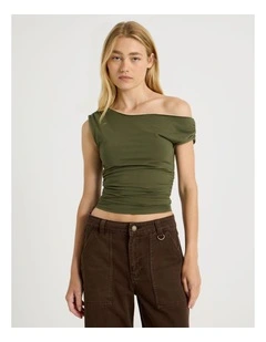 Off Shoulder Top in Khaki