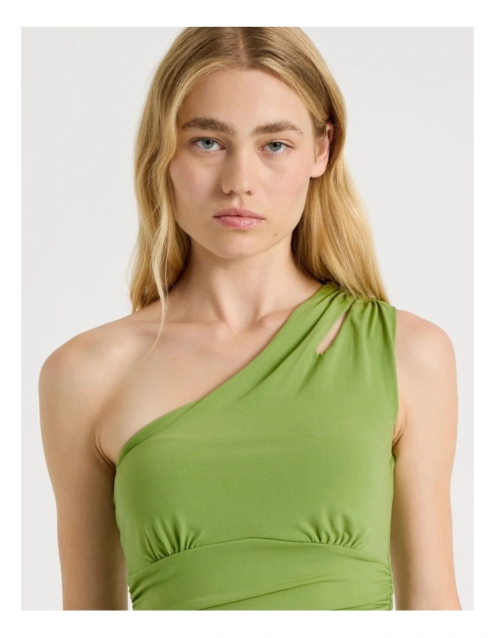 Split One Shoulder Top in Chartreuse image 4