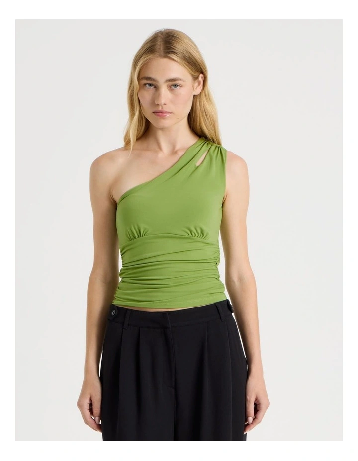 Split One Shoulder Top in Chartreuse image 5