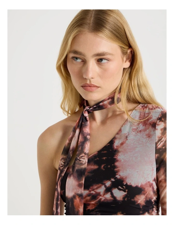 Scarf Neck Top in Tie Dye Print image 3