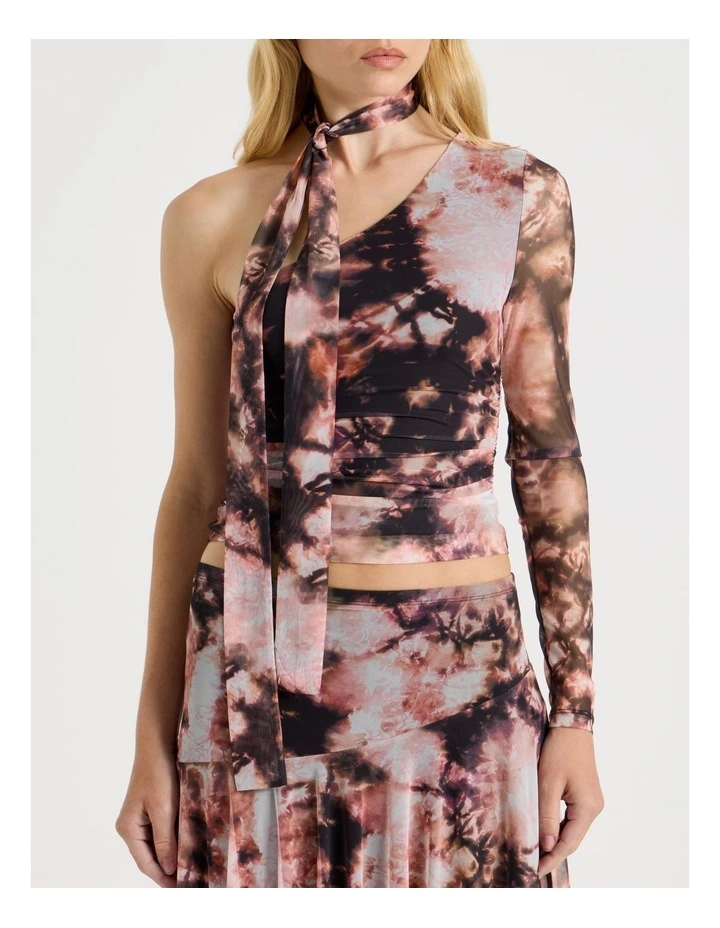 Scarf Neck Top in Tie Dye Print image 4