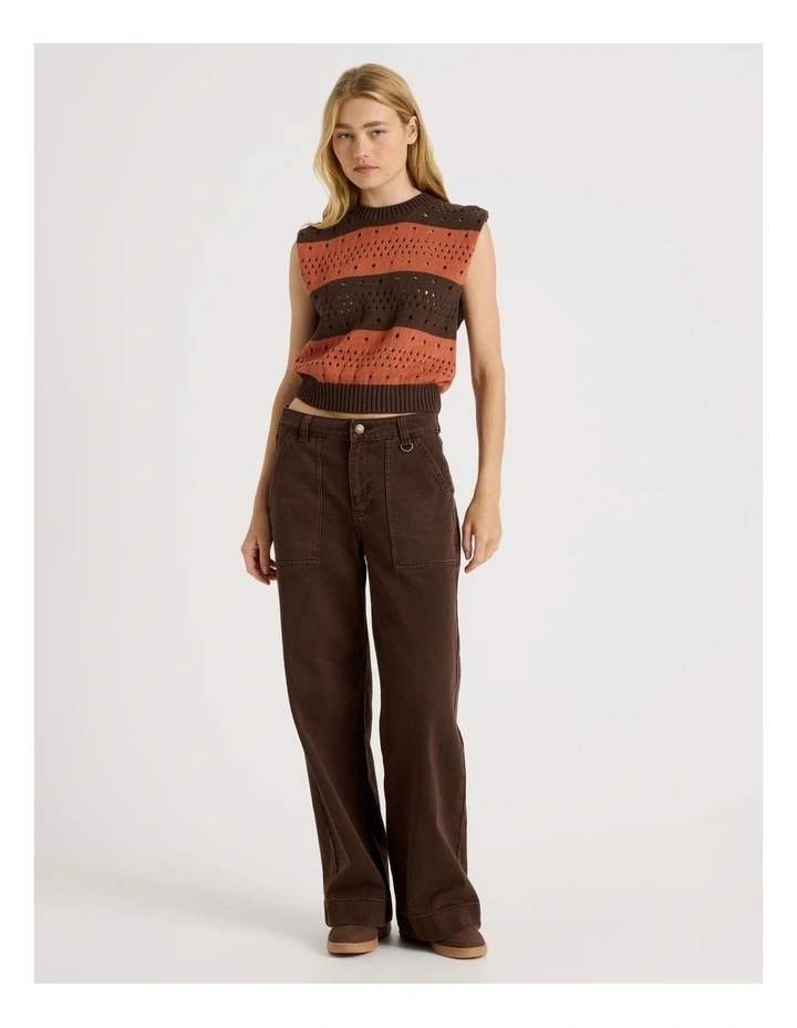 Stripe Knit Vest in Rust image 1