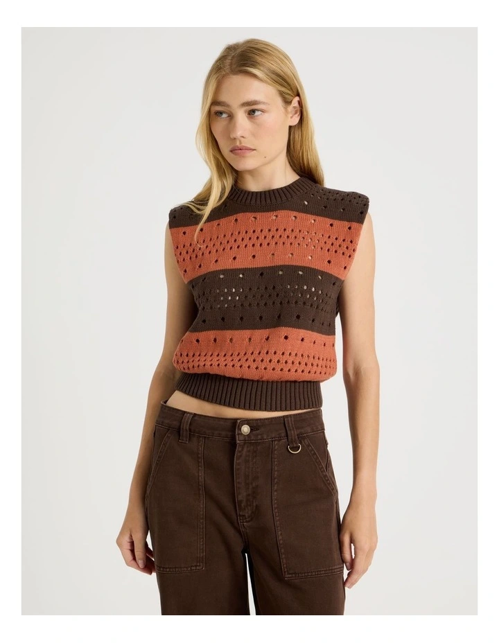 Stripe Knit Vest in Rust image 2