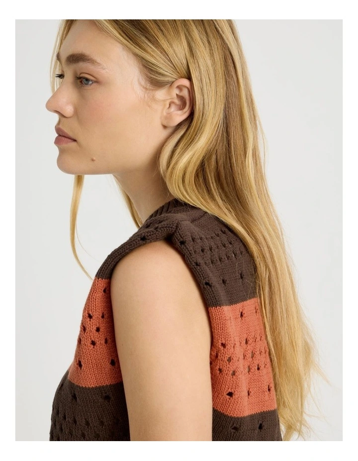 Stripe Knit Vest in Rust image 4