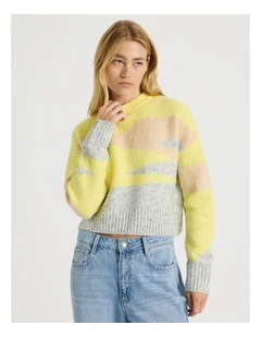 Landscape Jacquard Knit in Yellow and Sand