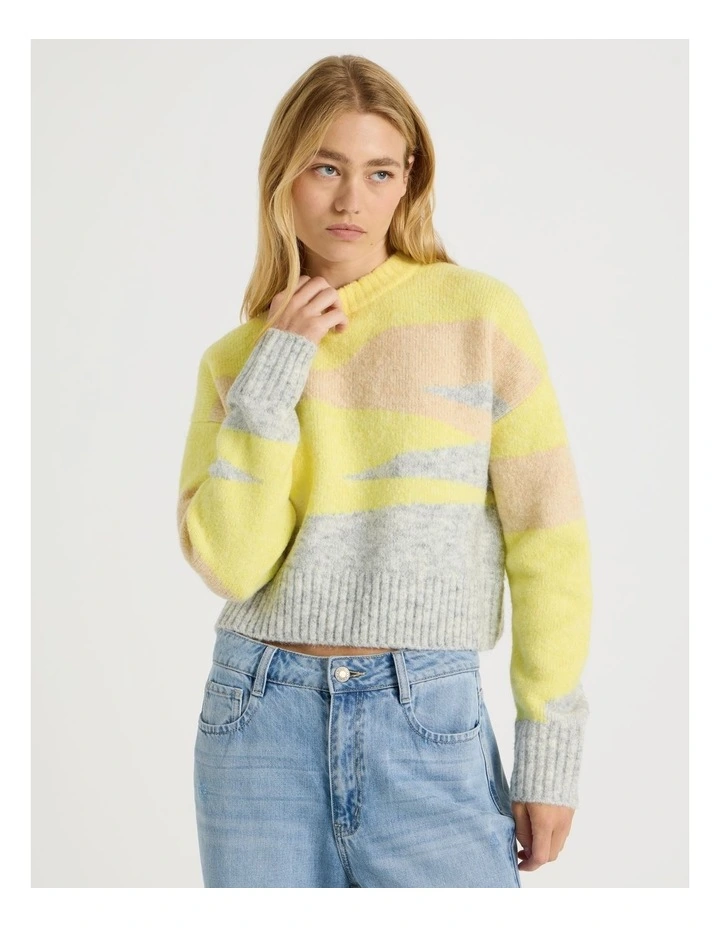 Landscape Jacquard Knit in Yellow and Sand image 1