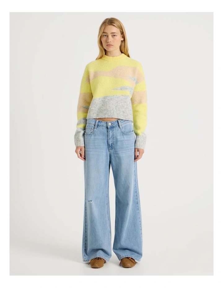 Landscape Jacquard Knit in Yellow and Sand image 2