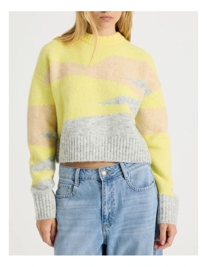 Landscape Jacquard Knit in Yellow and Sand image 3