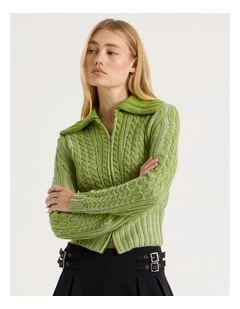 2 Way Zip Knit in Green