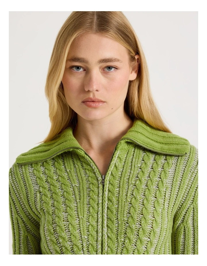 2 Way Zip Knit in Green image 4