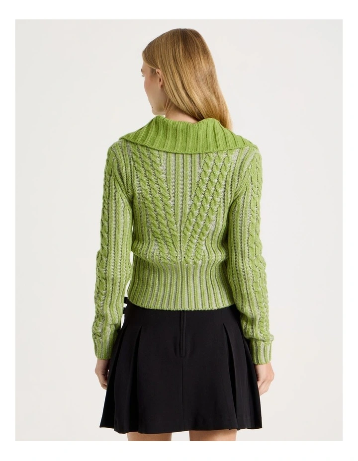 2 Way Zip Knit in Green image 6