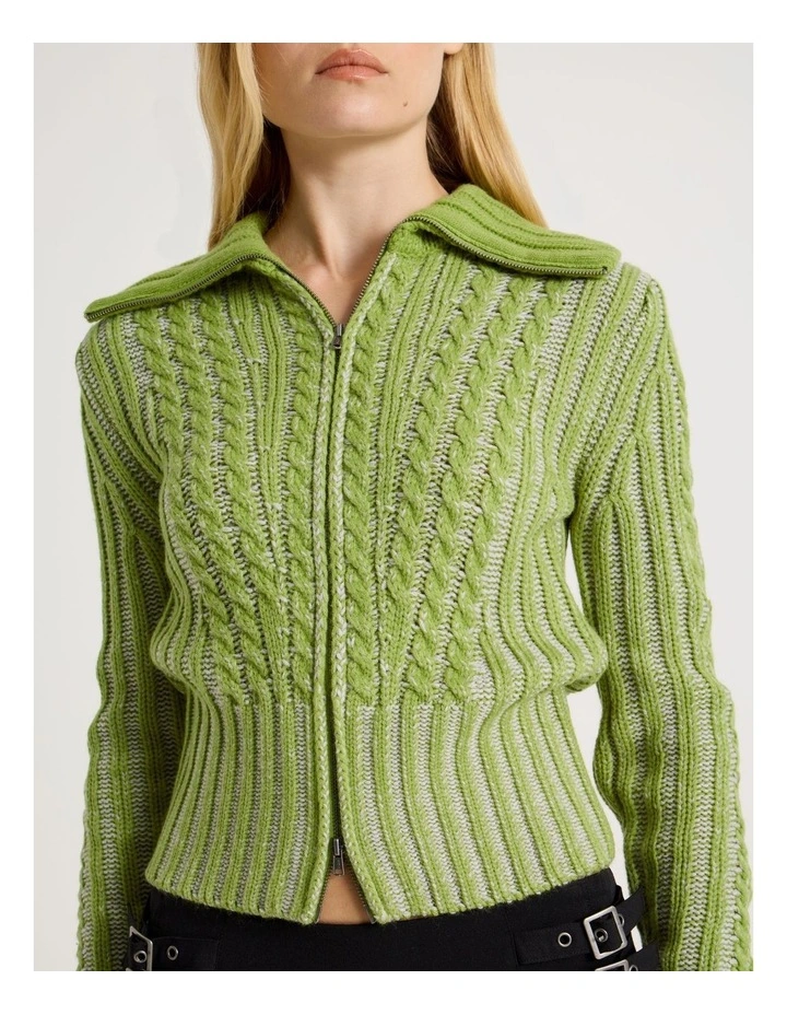 2 Way Zip Knit in Green image 7