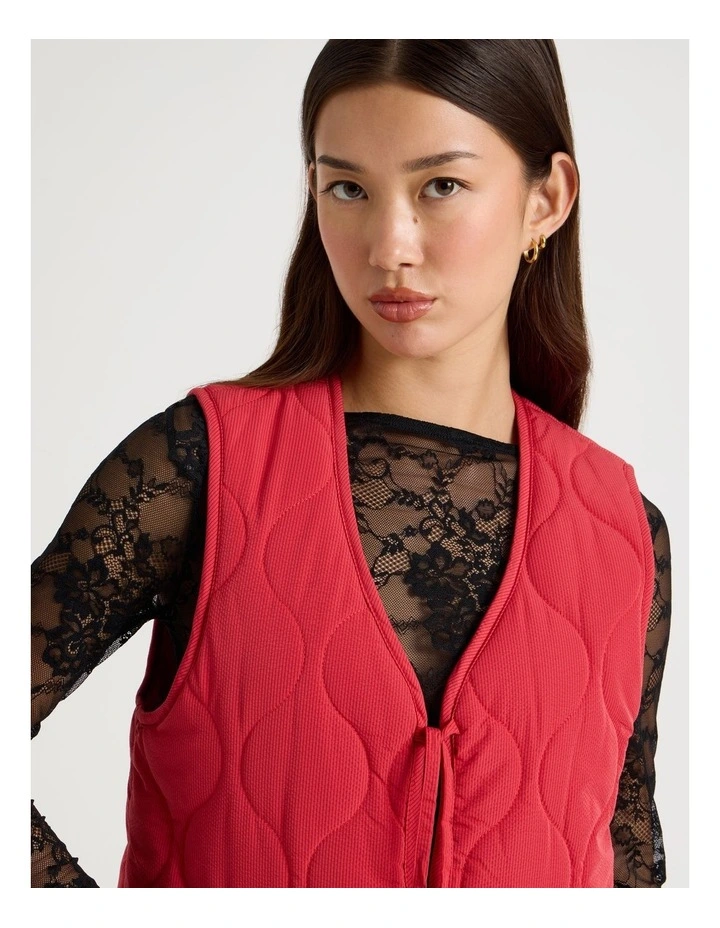 Quilted Vest in Red image 4