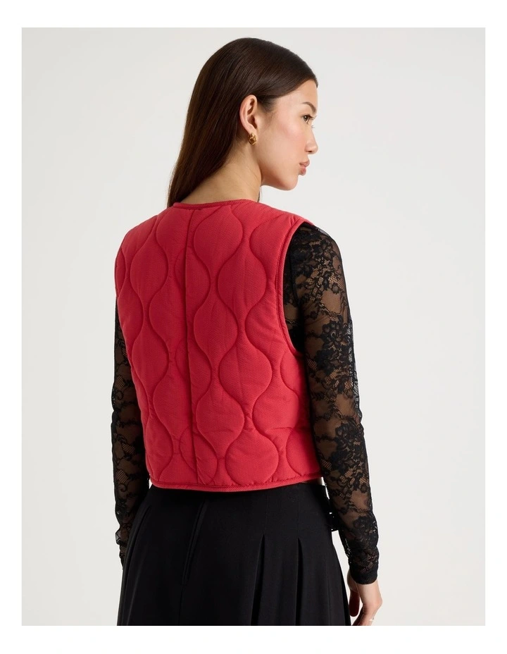 Quilted Vest in Red image 6