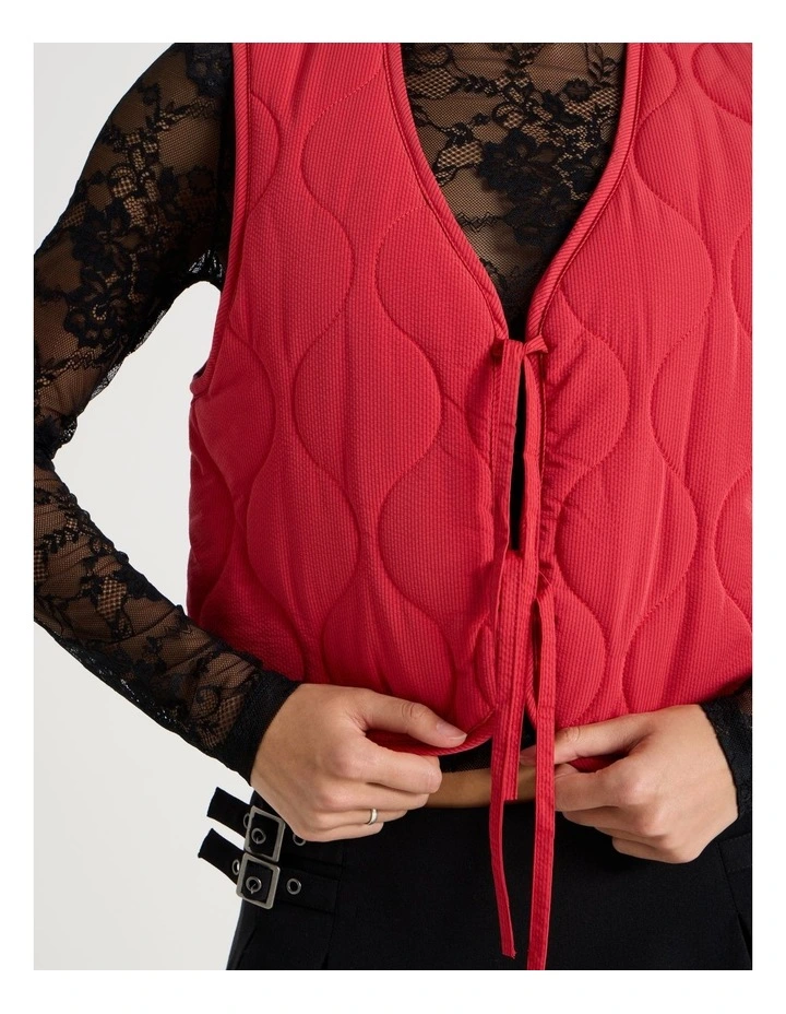 Quilted Vest in Red image 7