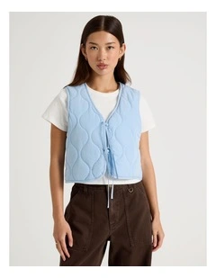 Quilted Vest in Chambray Blue