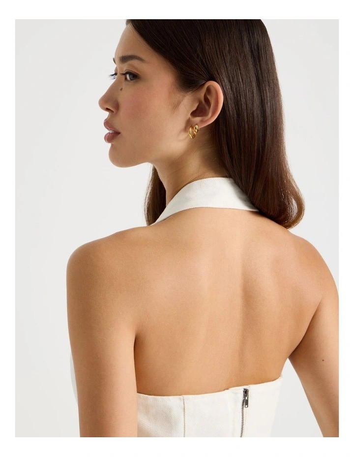 Buckle Detail Halter Top in White image 7