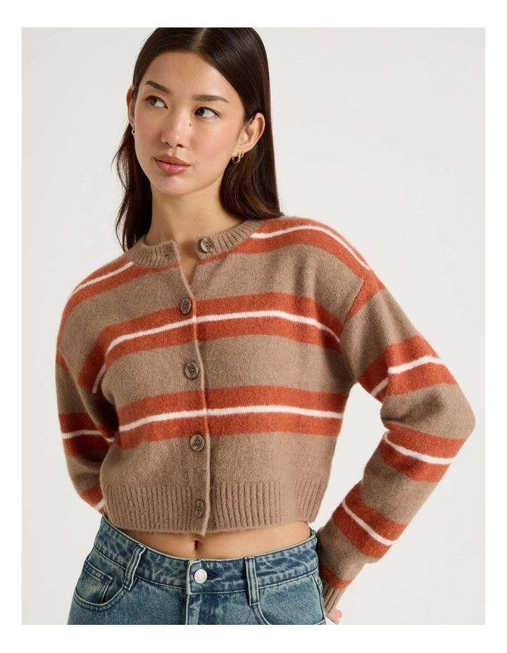 Stripe Cardigan in Brown image 2
