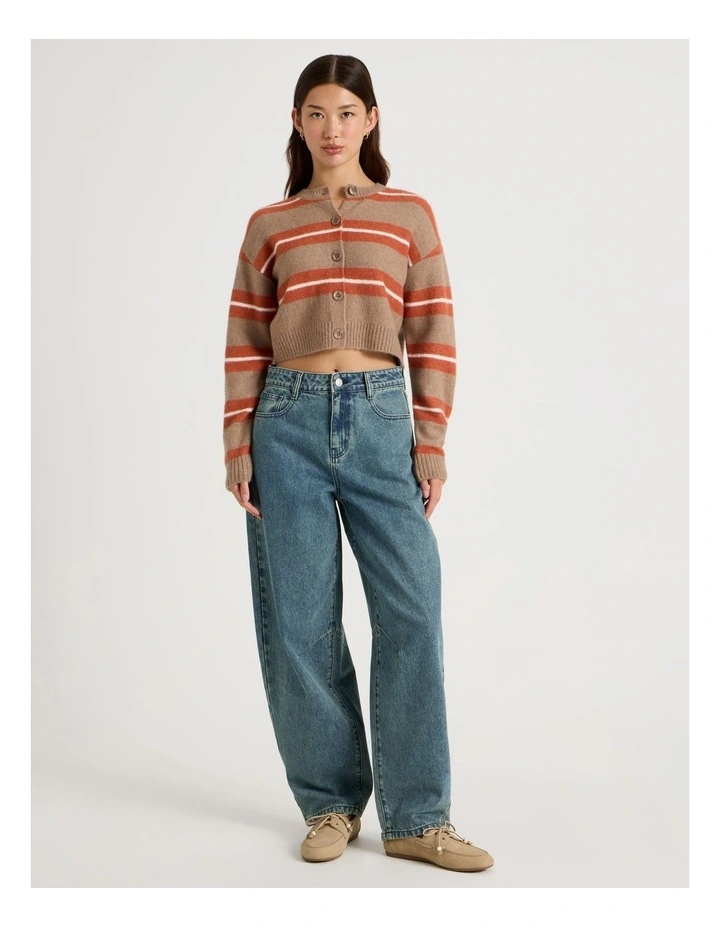 Stripe Cardigan in Brown image 3