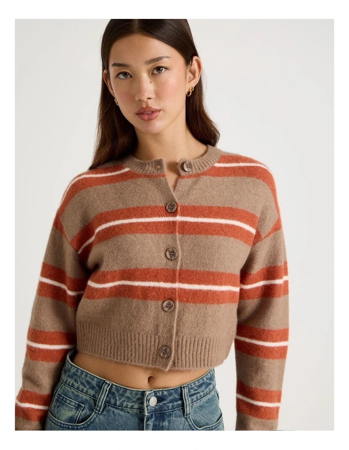 Stripe Cardigan in Brown image 7