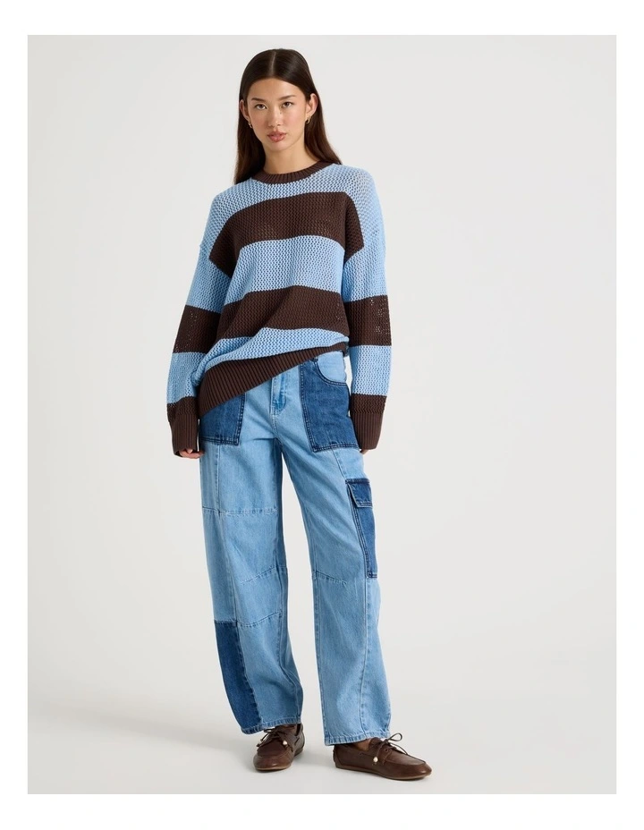Relaxed Knit in Brown and Blue Stripe image 2