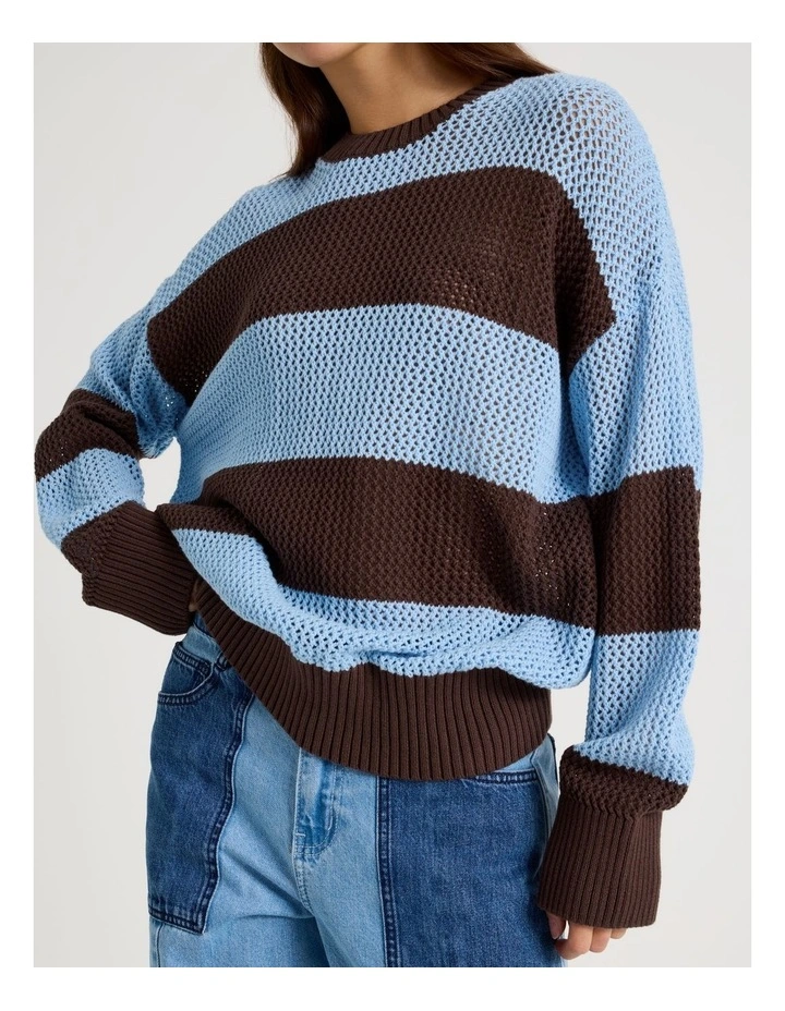 Relaxed Knit in Brown and Blue Stripe image 3