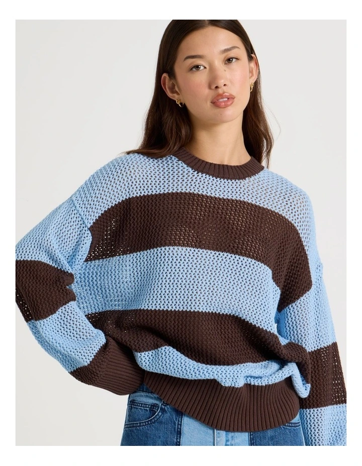 Relaxed Knit in Brown and Blue Stripe image 4
